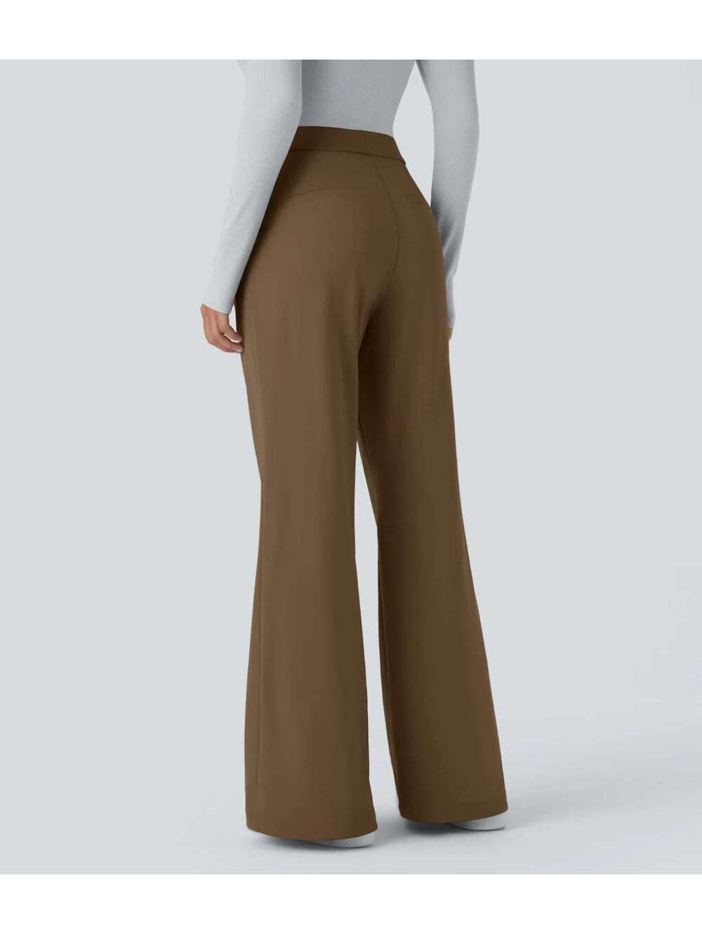 Halara Flex DayStretch High Waisted Work Flare Pants Brown Size Small Petite - Picture 2 of 9